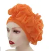 Beanie/Kafatası Kapakları Zaten Yapıldı Afrika Headtie Nijerya Otomatik Geller Lady Head Sargılar Yaz Mesh Kadınlar Türban Kapağı Yan Ruffles Tasarım 230826