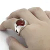 Clusterringen Turkse handgemaakte sieraden 925 sterling zilveren herenring met rode agaat Thai voor mannelijke vrouwen cadeau