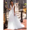 Lace V Neck Wedding Dresses Appliqued Country Western Bridal Gowns Sweep Train Tulle Vestido de Novia Custom Made