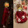 Bijpassende outfits voor gezinnen 2023 Kerstgewaden voor kinderen Pyjama Rood Gouden Fluwelen Jurk Match Jongen Meisje Kerstkostuum Peuter Witer Nachtkleding Pyjama 230826