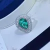 Anneaux de cluster Dubai magnifique artificielle Paraiba Tourmaline goutte d'eau grand anneau pour les femmes fête de mariage de luxe S925 bijoux en argent sterling