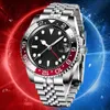 AAA Watch Coke GMT Watches Ceramic Bezel Mens Watches Automatic Mechanical 2813 904L Gummiband Lysande Sapphire Waterproof Batman Fashion Designer Watchs