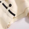 女性用ニット中国語ボタンコントラストVネックセーターコート女性カーディガン秋レトロルーズニットトップジャケット