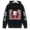 Bluzy Bluzy Demon Slayer Bluza Dzieci 4-14 lata Ubrania Odpowiednia dziewczynka z kapturem z kapturem z kapturem Yaiba Manga Pullover Sweter 230826