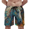 Men's Shorts Summer Board Horse Sports Surf Intricate Lines Illustration Design Short Pants Fashion Quick Drying Swimming Trunks