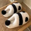 Slippers Winter Indoor Panda Slippers Women Flat Furry Home Cartoon Women Cotton Shoes Female Cute Animal Warm Non-slip Shoes Slides 230826