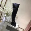 High Quality Women's Designer Long Boots Fashion Elastic Cowhide Thick Sole Martin Boots Show Party Outdoor Over Knee Short Shoes Size 35-40