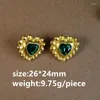 Orecchini a bottone Verde Fresco Resina Strass Ciondolo a Forma di Cuore Fiore Foglia Gioielli Squisiti per Le Donne