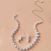 Perla romantica con orecchini in cristallo a due pezzi, collana, set di gioielli da sposa con strass