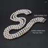 Girocollo HABITOO Casual 3 fili bianco naturale 7-8mm vicino rotondo collana di perle d'acqua dolce per le donne gioielli di moda festa di nozze