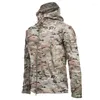 Jaktjackor militär vinter termisk fleece taktisk jacka utomhus sport huva kappa softshell vandring utomhus armé