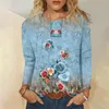 Women's Hoodies Crew Neck Sweatshirt Vintage Top Long Sleeve Floral Print Womens Tops