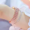 Orologi da polso Smvp Bee Sister Bracciale al quarzo con diamanti Orologi da donna Orologio da polso impermeabile in acciaio da donna in oro rosa Cristallo Unico