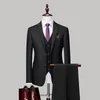 Men's Suits 5Xl (Jacket Vest Pants) Luxury Business Casual Solid Color Formal Wear Suit Male Slim Fit 3 Pcs Set Plus Size