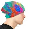 Berets chapéu de malha pintura verde moda gorro bonés para homens mulheres abstrato expressionista arte crânios gorros de algodão de esqui chapéus