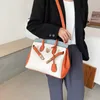 Bolsas de noite Litchi grão grande capacidade bolsa portátil bolsa feminina nova moda cor contraste um ombro moda mensageiro saco