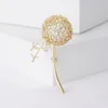 Brooches Beautiful Dandelion Copper Cubic Zircon Plant Flower Jewelry Gifts Pins For Women Girl Clothes Suit Bag Hat Accessories