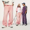 Men's Jeans INFLATION Pink Wide Leg Jeans Unisex High Street Washed Denim Pants Mens Baggy Trousers Plus Size 230827