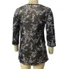 Kvinnors blusar V-ringningsblus Stylish Print Tops Soft Pullover med Asymmetric Hem Loose For Fall Spring Fashion Women