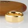 Band Rings 68mm High Quality Gold Color Wedding Band Men Women Tungsten Carbide Engagement Rings Beveled Edges Flat Polishing Comfort Fit 230826