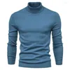 Pulls pour hommes automne et hiver pull col haut couleur unie serré polaire qualité affaires tricots décontractés