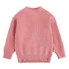 Pullover Baby Girls Boys Knit Sweater Blouse Pullover Sweatshirt varm crewneck långärmad solida toppar kläder för spädbarns småbarn barn 230826