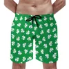 Men's Shorts Shamrock Print Board Celebrate St Patricks Day Running Surf Beach Short Pants Funny Printed Large Size Swimming Trunks