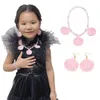 Collana orecchini set sirene eleganti gioielli cosplay orecchini con conchiglie rosa per carnevale vestire principessa girocollo