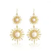 Dangle Earrings Vintage Style Drop Gold Color Linked Alloy Half Pearls Inlay For Women Accessories