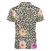 Polo da uomo T-shirt casual floreali leopardate dorate Polo con stampa rosa pesca Camicia cool Data Manica corta Top personalizzati Taglie grandi