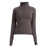 Women's sports jacket yoga stretch jogging jacket long sleeved sportswear half zipper thin outdoor standing collar