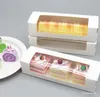 Confezione regalo Scatole in PVC Macaron da 10 pezzi con contenitori per biscotti con scatola di imballaggio in carta trasparente per negozio di dolci domestici Kraft