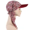 Muslim Hijab Turban Hat For Women Girls Baseball Cap Sun Hatts Huvudduk Halsduk Visir Cap Print Förbundet Bonnet Long Tail Bandana