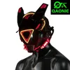 Feestmaskers Cyberpunk-masker voor volwassenen Rode LED-lichtlamp Techwear Mechanische stijl Cosplay Ghostface-helm Halloween-cadeaus voor mannen 230826