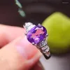 Cluster Rings Chic Elegant Purple Crystal Amethyst Zircon Diamonds Gemstones For Women White Gold Silver Color Jewlery Bijoux Accessory
