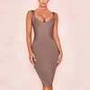 Vestidos casuais seamyla mulheres marrom espaguete cinta strapless bandage vestido sexy sem mangas bodycon noite clube noite festa 2023 vestidos