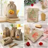 Gift Wrap 25pcs Linen Bundle Pockets Wedding Party Bags Christmas Jewelry DIY Bag Set With Hanging Tags Candy