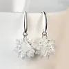 Dangle Earrings Fashion Elegant Snowflake White Zircon Crystal Round Pearl Drop Bridal Wedding Party Jewelry