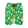 Men's Shorts Shamrock Print Board Celebrate St Patricks Day Running Surf Beach Short Pants Funny Printed Large Size Swimming Trunks