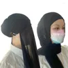 Etnische kleding Gele Instant Hijaabs Damesmuts met chiffon sjaalknopen Gemakkelijk te dragen Maskers Hoed