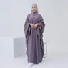 Этническая одежда летнее бархатное атласное платье абайя негабаритное рукав бабочек мусульманские скромные платья для женщин Дубай Кафтан Роул Исламский