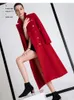 Wełna wełniana mieszanki czerwony temperament wełniany płaszcz damski długa jesienna zima moda damska wełniana atmosferyczna wełniana płaszcz zimowy płaszcz dla kobiet ciepły 230827