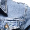 Męskie kurtki dżinsowe dżinsowe odzież roboczą długie rękawowe kołnierz klapy szczupły umyte retro klasyczne dżinsy płaszcz męski ubranie