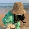 Wide Brim Hats Fashion Summer Bowknot Handmade Beach Cap Lace Ribbon British Style Sunscreen Weave Sun Straw Hat Top