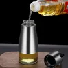 Distribuidor de azeite de vidro em aço inoxidável, garrafa de vinagre e molho de soja controlável sem design de gotejamento 11oz/320ml 245Q
