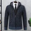 Pulls pour hommes Hommes Pull en tricot Cardigans à capuche confortables avec doublure en peluche Poches à glissière pour décontracté automne hiver tricots chauds