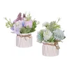 Decorative Flowers Artificial Hydrangea Bouquet Flower Bonsai Plant Potted Ceramic Vase For Garden