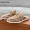 Dress Shoes Babouche Summer Walk Loafers Khaki Suede Slipper Women Flat Genuine Leather Casual Mules Metal Lock Tassels Moccasin Soft 230826