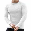 Herrenpullover Tech Shirts Herren Langarm Slim Rundhalspullover Jacquard Small Square Gestrickte Sweat Tops Herren