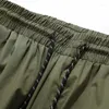 Herr shorts hip hop vintage last män utomhus flera fickor fast färg sport sommar avslappnad elastisk midja svettbyxor man